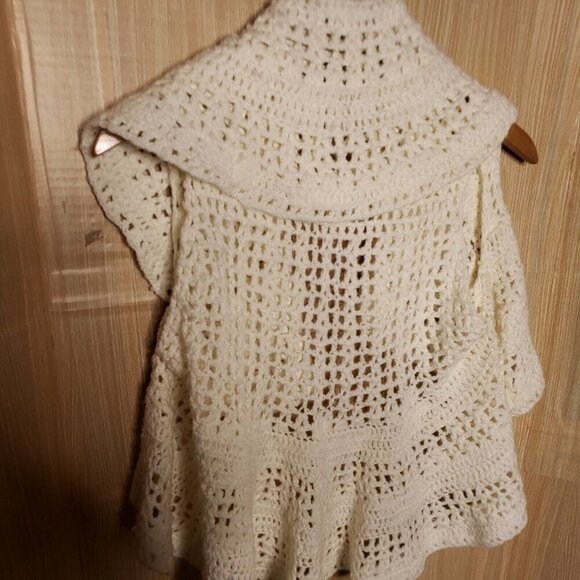 Forever 21 Womens White Open Front Chunky Sweater Vest Small - Picture 4 of 5